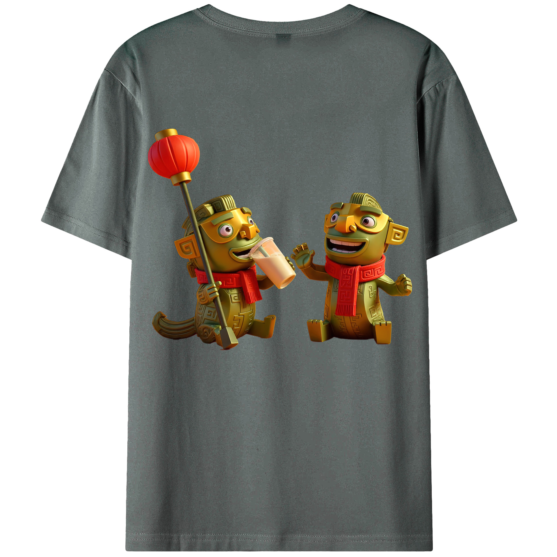 （画像用） Ne Zha 2 ナタ 魔童の大暴れ 綿100％ メンズ半袖Tシャツ（バックプリント） 通気性
